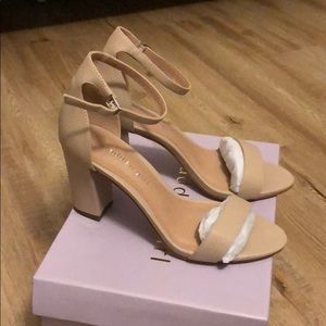 Blush color block heels